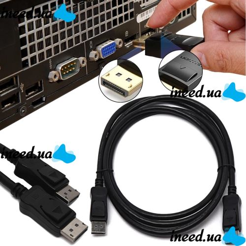 Видео кабель DisplayPort на DisplayPort 1.8 м универсальный переходник, соединительный кабель для передачи видеосигнала на телевизор 95506