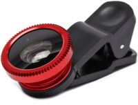 Линза с прищепкой для съемки Fish Eye Lens Y-12 3 в 1 набор объективов для фото и видео на телефон, панорамный рыбий глаз макросъемка Y12 Красный