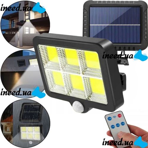 Подвесной уличный фонарь Solar light BK-128-6 COB на солнечной батарее с датчиком движения и пультом ДУ, водонепроницаемый настенный светильник