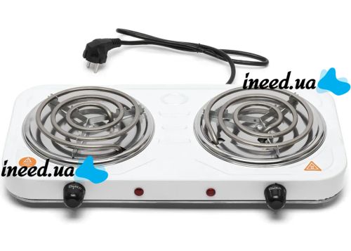 Настольная двухконфорочная электроплита Hot Plate Electric Cooking JX-2020B спиральная плита на 2 конфорки 5 режимов 2000W с термостатом индикатором