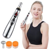 Акупунктурный массажер в форме ручки Massager Pen DF-618, Прибор для точечного массажа всего тела Серый, Электронная акупунктурная ручка для лица