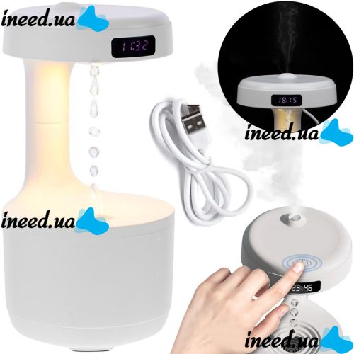 Anti Gravity Humidifier 800ml Portable Drip Mini Diffuser with Reverse Flow and Backlight White