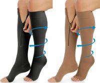Компрессионные гольфы от варикоза Zip Sox, облегающие лечебные чулки, носки для фиксации лодыжек Зип Сокс со змейкой, Бежевые S/M, L/XL