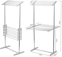 Двухуровневая раскладная сушилка для белья Mobile Folding Racks напольная вертикальная складная вешалка, стойка сушка для одежды до 40 кг Серая
