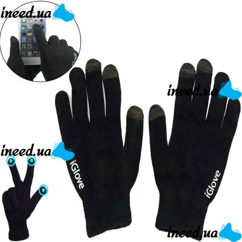 iGloves Black Touchscreen Gloves, Winter Gloves with Touch Fingers for Working with Capacitive Screens, Black