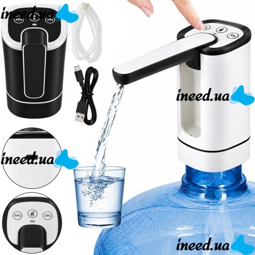 Аккумуляторная складная помпа Water Pump XL-1407 электрический дозатор для питьевой воды на бутыль кулера 4W автоматическая раскладная электропомпа