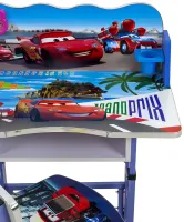 Детская парта со стулом Bambi Disney Cars B-43507 Тачки Молния Маквин письменный стол и стул с регулированной высотой и подставкой для книг Синий