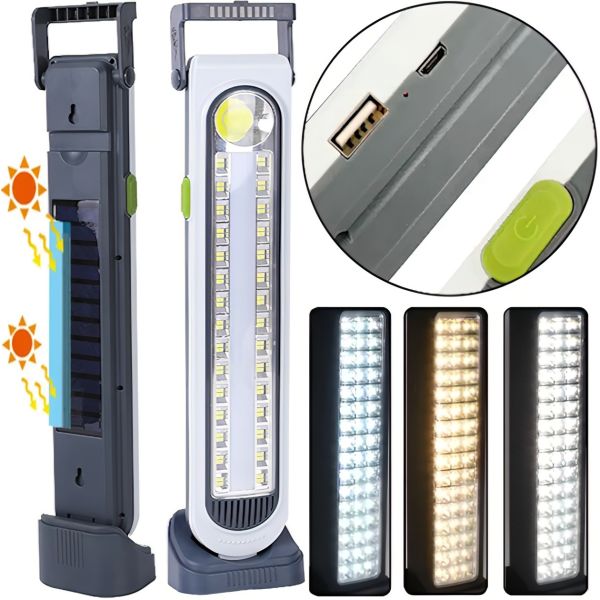 Solar HEL-6855T 3600 mah LED Emergency Flashlight with Solar Panel, Rechargeable Light Povebank 45 LED LED LED Lamp with USB