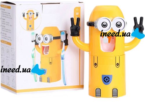 Детский диспенсер для зубной пасты Миньон Brush Holder, Автоматический дозатор с держателем для щеток для детей Миньен Желтый