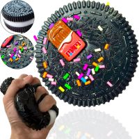 Силиконовая игрушка антистресс сквиш Печенье Oreo Pinch Family 10,5 см с ворсинками для рук Детская мялка в виде печенья Таба Орео Squishy для детей