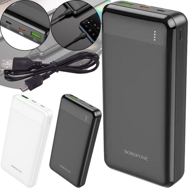 Внешний аккумулятор повербанк Power Bank Borofone BJ19A 20000mAh PD20W+QC3.0 с быстрой зарядкой, Портативное зарядное устройство батарея 2 выхода