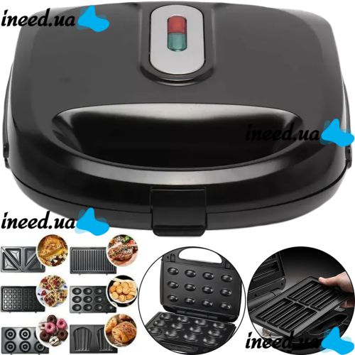 Электрическая сэндвичница, бутербродница Sandwich Maker Opera OP-909 2500W с 6 съемными формами гриль, вафельница, орешница с антипригарным покрытием
