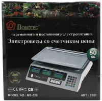 Торговые электронные весы Domotec MS-228 до 50 кг 6V точность деления 5гр, Настольные весы Домотек для торговли от сети от аккумулятора