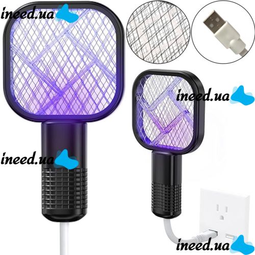 Электрический USB уничтожитель насекомых Mosquito Swatter UKC 3945 от насекомых, Лампа мухобойка комаров и мух с УФ светом от юсб Черный