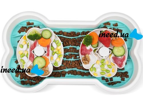 Двойная кормушка лабиринт Henry & Cary Pets для медленного кормления собак и кошек, Миска для животных в виде косточки с вращением на 360 градусов
