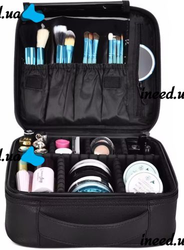 Органайзер для хранения косметики Niceland Beauty box MAG-590 с ручкой для переноски, Дорожная водонепроницаемая косметичка, бьюти кейс Черная