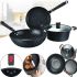 Кухонный набор посуды Longziwei WOK HH23-005 2 сковородки и казанок для приготовления еды 3в1, Казан и сковорода с антипригарным покрытием MAG-782