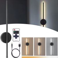 Настенный акумуляторный LED светильник бра Svet SY-16003 60 см с пультом ДУ, Линейный перезаряжаемый ночник на стену Strip light HA-125 11W Черный