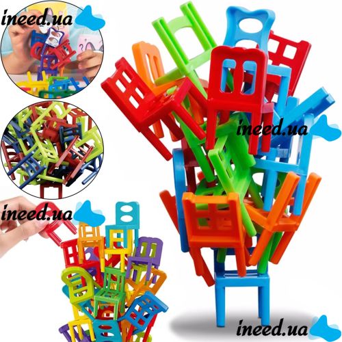 Настольная развивающая игра Chair Stacking Стулья балансиры 36 стульев, Игра башня дженга Балансирующие стулья для развития мелкой моторики от 6 лет