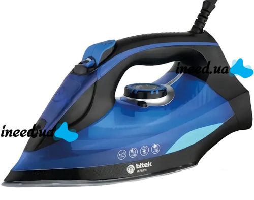 Electric steam iron Bitek BT-1321B 3 modes with ceramic soleplate for ironing Vitek clothes for laundry with self-cleaning function from the mains Blue