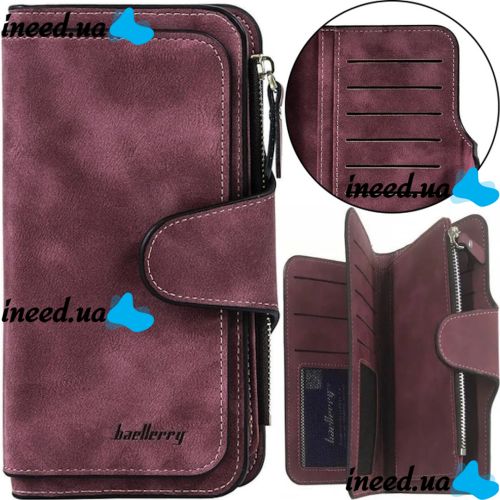 Женский замшевый кошелек Baellerry Forever N2345 Dark Red женское мини портмоне на 10 отделений для хранения купюр и мелочи Темно красный