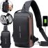 Men's Crossbody Bag Weixier X306 with USB Charging Port, Chest Waterproof Cross Body Backpack Fashion with Combination Lock