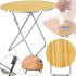Туристичний розкладний круглий стіл Round Folding Table 60х70 см для пікніка, складаний алюмінієвий столик МДФ для кемпінгу та саду Коричневий