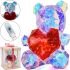 Crystal Teddy Bear with Heart Love Bear Red 3D LED Lighted 25 cm, LED Holographic Lighted Teddy Bear with Heart by USB Red
