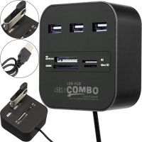 Разветвитель USB Hub Combo C329 7в1 MicroSD MS M2 MMC, Концентратор хаб картридер 3 юсб порта до 480 Мбит/с для компьютера и ноутбука Черный