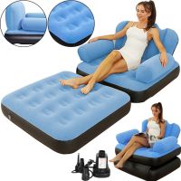 Inflatable single transformer chair Bestway 67277 up to 160kg with reclining back and armrest, single sofa bed 191x97x64 cm for relaxation