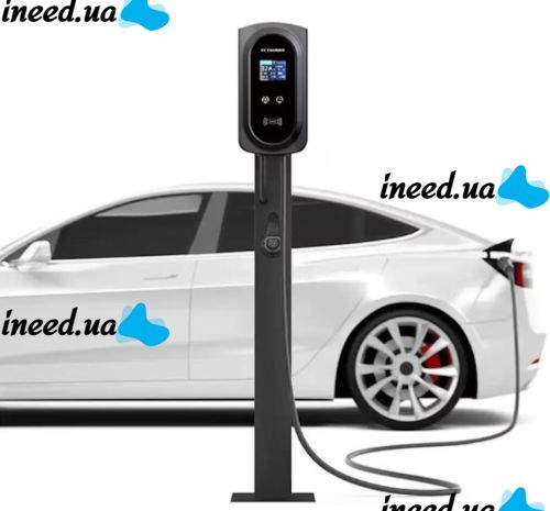 Автомобильное зарядное для электромобилей Type 2 iDome ID-7000S EV на 3 фазы 7 кВт 32A 380V с LCD дисплеем, 3х фазная зарядка для автомобиля 7 kW IP54