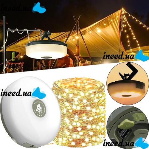 Outdoor Rechargeable Garland dew with Lamp X-Balog CH-515 20 Meters Warm light, Travel Lamp with Garland KXK-828 from USB Warm White