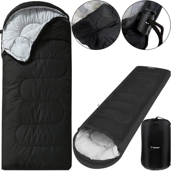 Sleeping bag Tramp TR-2175 up to -20 degrees 210X75 cm water-repellent insulated hiking winter sleeping bag with hood and cover Black