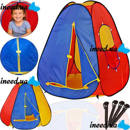 Children's play tent Pyramid Bambi M0506 with pegs with carrying bag, Folding teepee MAG-899 144x244x104 cm for children from 3 years old