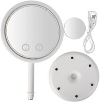 Round Touch Makeup Mirror with Fan Beauty Breeze Mirror CM-062 Desktop Rechargeable Mirror with Backlight and Magnification White