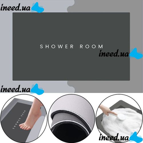 Влагопоглощающий напольный коврик для ванной комнаты Shower Room AND185 нескользящий быстросохнущий впитывающий ковер на пол в ванную 60Х40 см