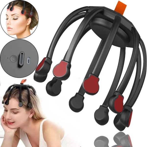 Rechargeable Vibration Massager Antistress for the head Head Massager Octopus K108W48 with 3 Modes, Wireless vibration Massager Octopus on the head