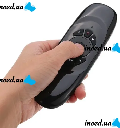 Беспроводная аэромышь C120 RuS с клавиатурой Air mouse с гироскопом, Универсальный USB пульт русская раскладка мини клавиатура на батарейках Черная