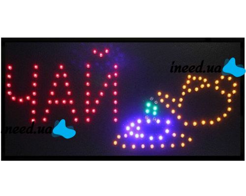 Светодиодная рекламная LED вывеска Чай 48x25 см торговая табличка для внутренней рекламы, световое табло чая для кафе и бара от сети