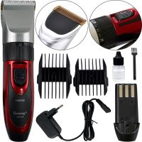 Беспроводная машинка для стрижки волос Gemei GM-550 с керамическими лезвиями, Аккумуляторный триммер с двумя сменными аккумуляторами и насадками