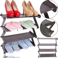 Складная этажерка полка для хранения обуви Z-Shared Shoe Rack YH8802-4 на 4 полки, Бытовая стойка органайзер YH-8802 для вещей и обуви Кофейная
