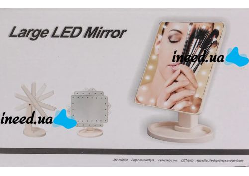 Косметичне сенсорне дзеркало для макіяжу Magic MakeUp Mirror обертається на 180 настільне дзеркало на підставці з підсвічуванням 22 LED USB Чорне