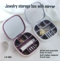 Органайзер для бижутерии с зеркалом Jewerly Storage Box LD-988 дорожная мини шкатулка на 7 отделений для украшений и ювелирных изделий 10х10 см