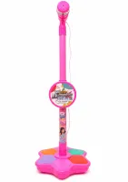 Детский микрофон Kid Star Microphone 5352A на регулируемой стойке с подсветкой, караоке со звуковыми эффектами и МР3 для детей от 3-х лет Розовое