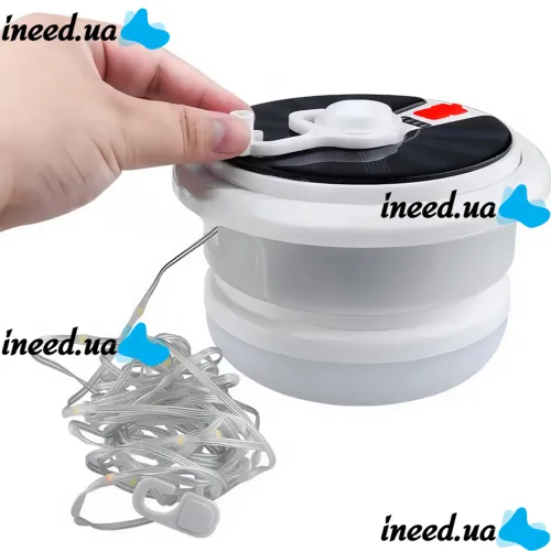 Аккумуляторный фонарь с RGB лентой Camping Light YX-669 подвесная LED лампа на солнечной батарее с гирляндой 10 м и крючком для кемпинга USB YX669