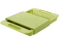 Складная разделочная доска на мойку Outdoor Chopping Board 3 в 1 нескользящая раскладная доска с емкостью и дуршлагом для кухни 37х25 см Зеленая