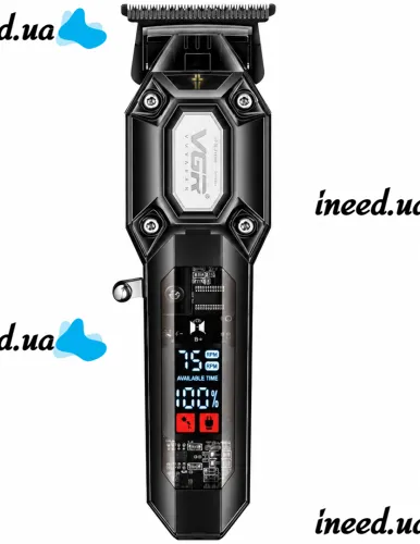 Аккумуляторная машинка для стрижки волос VGR V-900 5W беспроводной мужской триммер для окантовки бороды и усов со сменными насадками и дисплеем USB