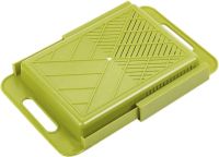 Складная разделочная доска на мойку Outdoor Chopping Board 3 в 1 нескользящая раскладная доска с емкостью и дуршлагом для кухни 37х25 см Зеленая