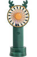 Настольный аккумуляторный вентилятор с рожками Mini Fan KL-FN20 с подсветкой и подставкой под телефон, Ручной мини вентилятор от аккумулятора