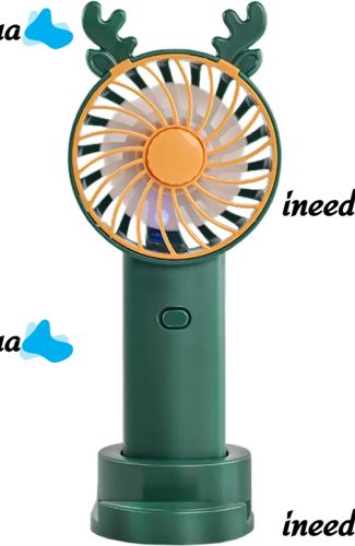 Настольный аккумуляторный вентилятор с рожками Mini Fan KL-FN20 с подсветкой и подставкой под телефон, Ручной мини вентилятор от аккумулятора